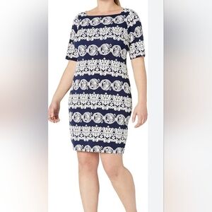 Tiana B. Black and White Swirl Midi Dress Size 12 #008